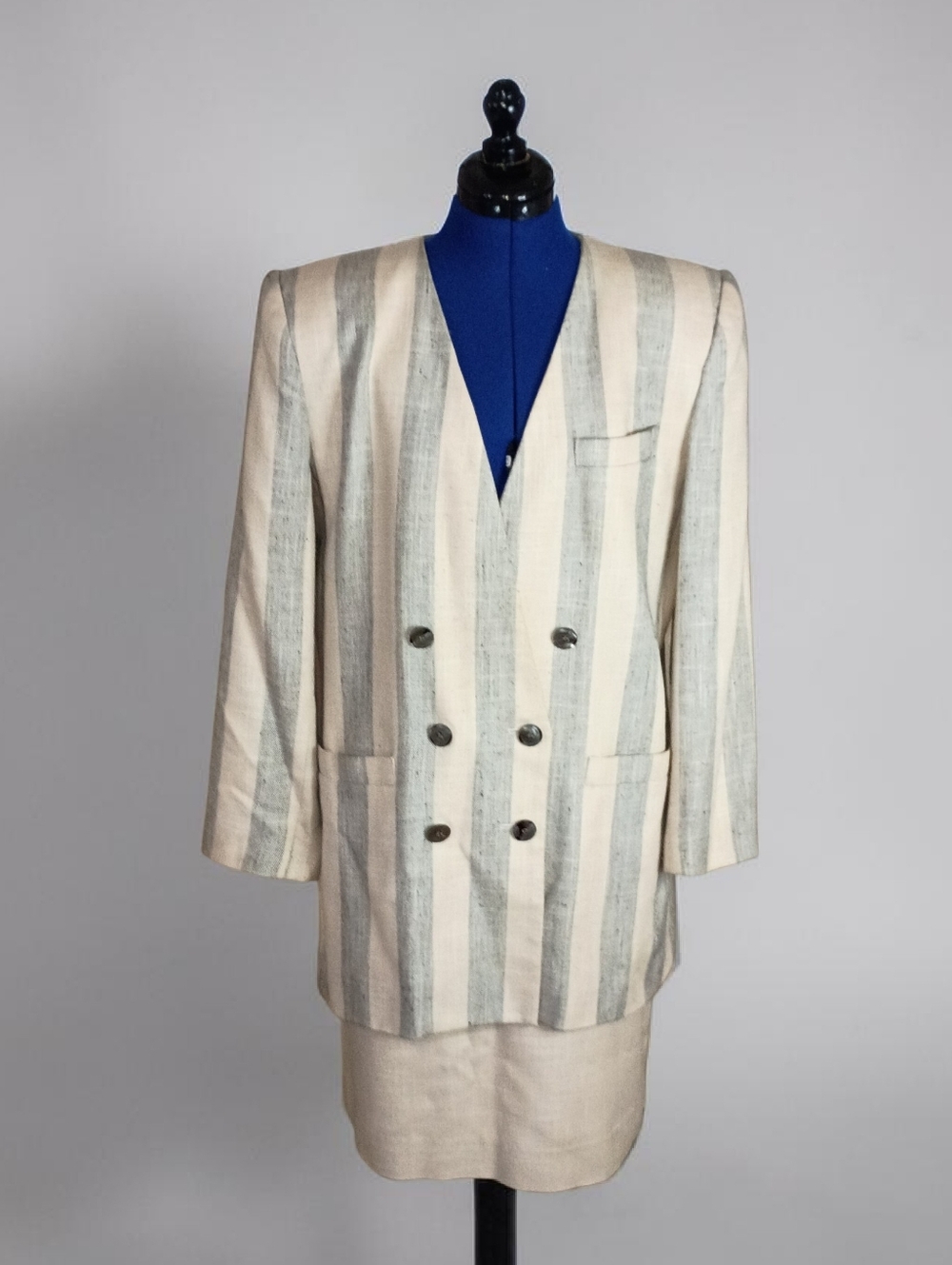 Vintage Kasper for A.S.L. Women's Striped Blazer - Size 14